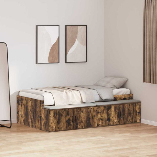 Bed Frame with Drawer Smoked Oak 90 x 200 cm Engineered Wood