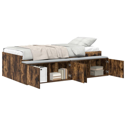 Bed Frame with Drawer Smoked Oak 90 x 200 cm Engineered Wood