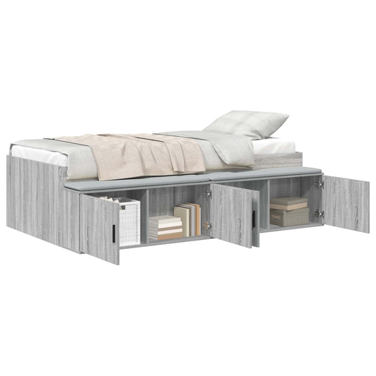 Bed Frame with Drawer Grey Sonoma 90 x 200 cm Engineered Wood