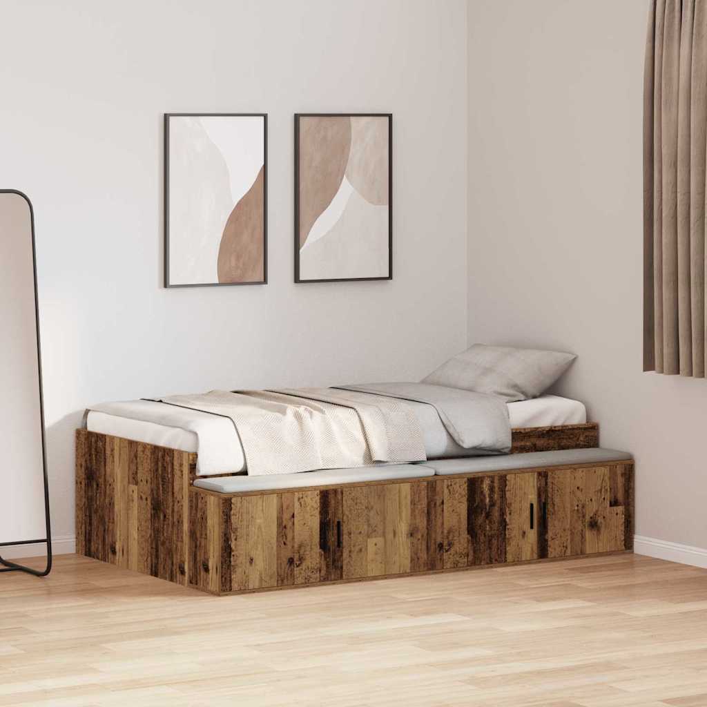 Bed Frame with Drawer Old Wood 90 x 200 cm Engineered Wood