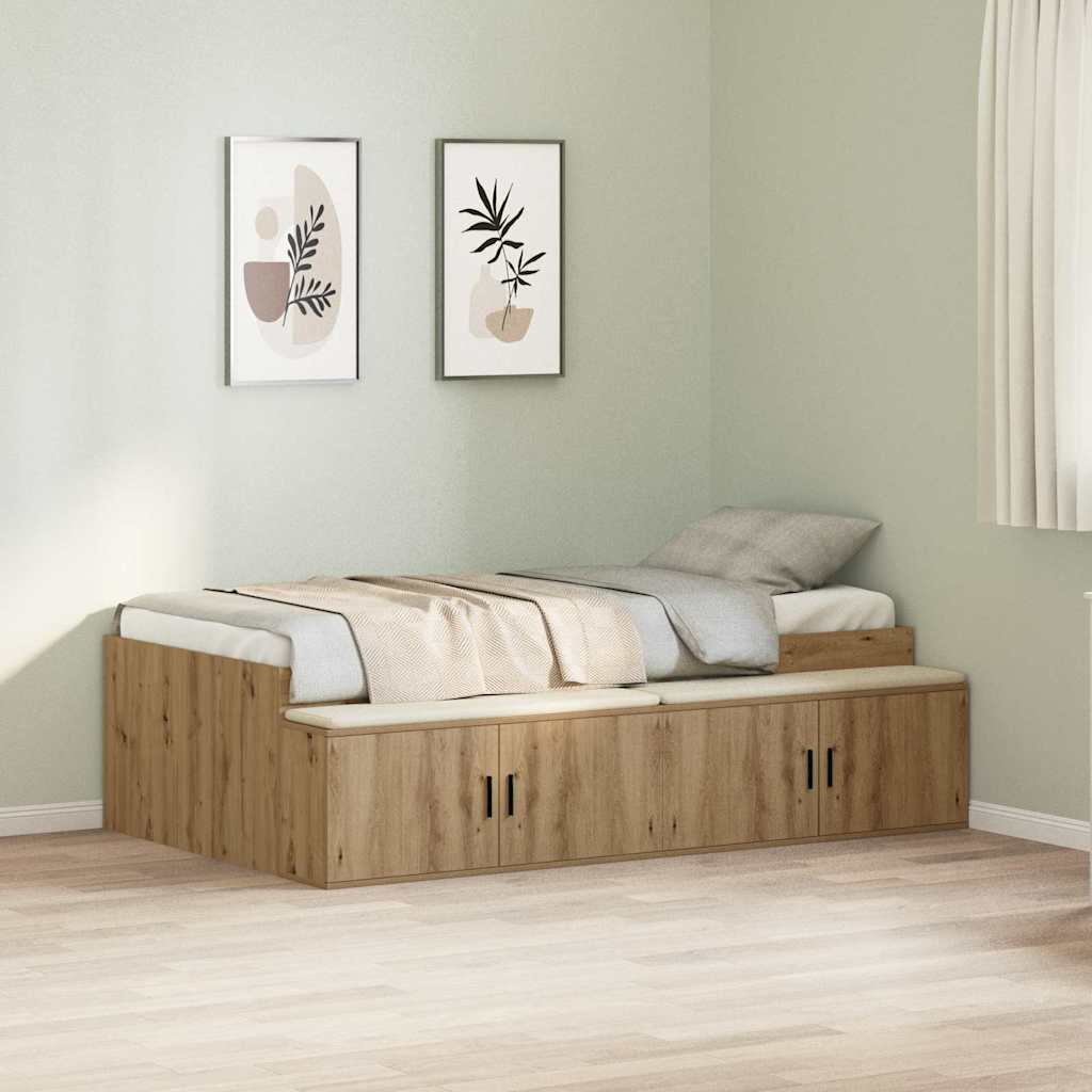 Bed Frame with Drawer Artisan Oak 90 x 200 cm Engineered Wood