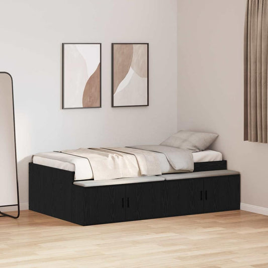 Bed Frame with Drawer Black Oak 80 x 200 cm Engineered Wood