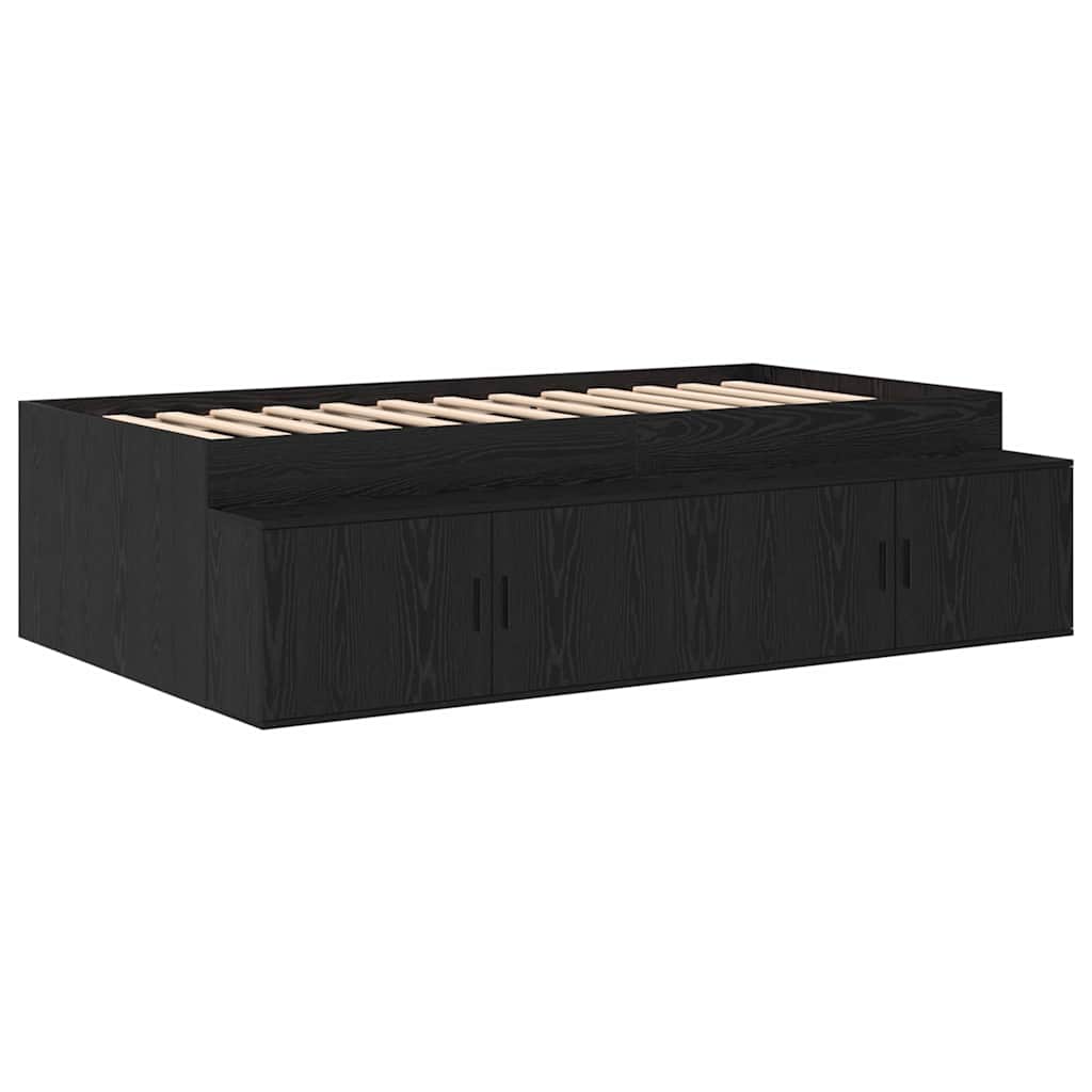 Bed Frame with Drawer Black Oak 80 x 200 cm Engineered Wood