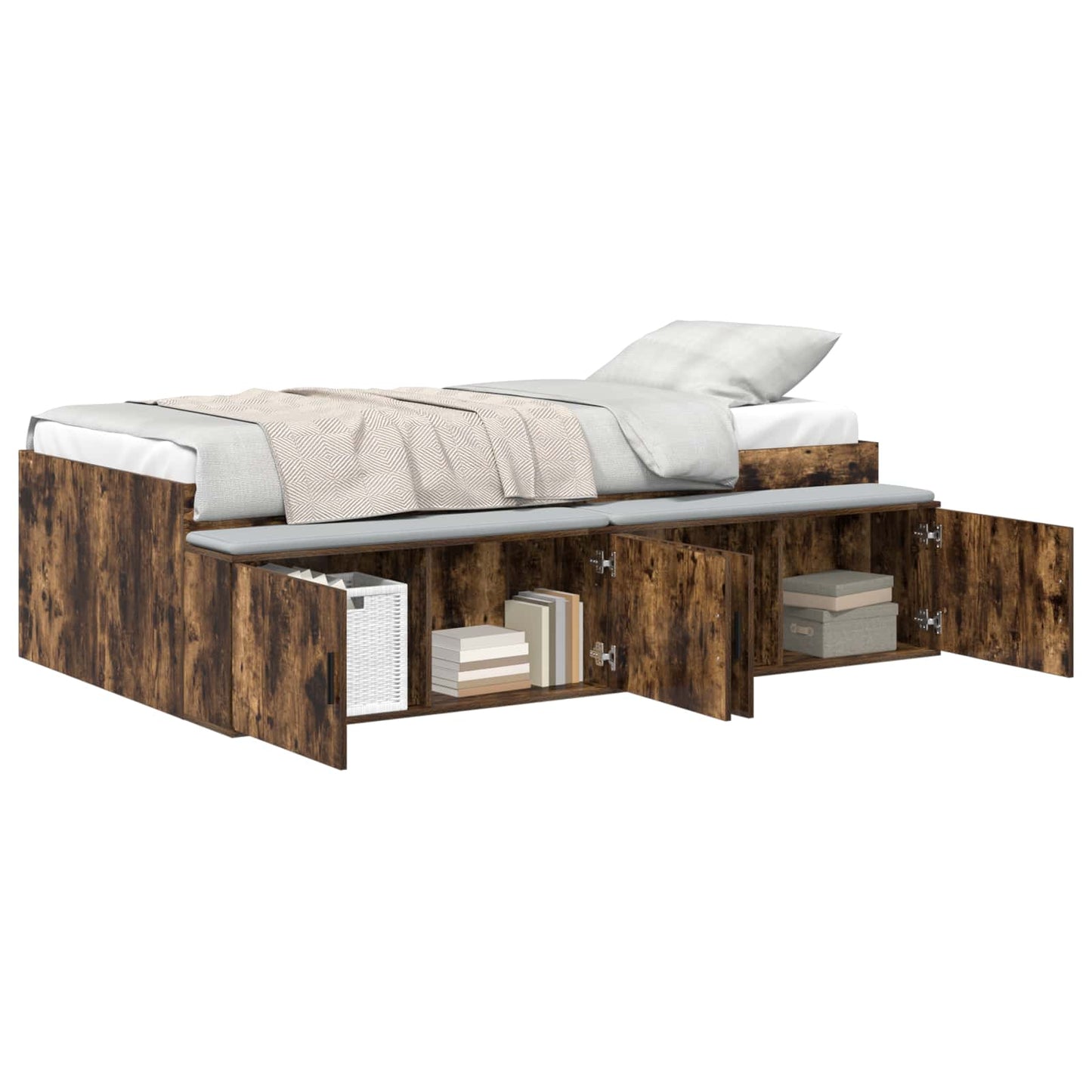 Bed Frame with Drawer Smoked Oak 80 x 200 cm Engineered Wood