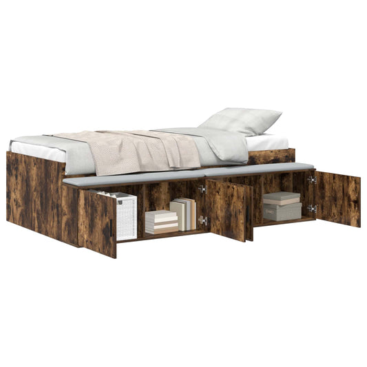 Bed Frame with Drawer Smoked Oak 80 x 200 cm Engineered Wood