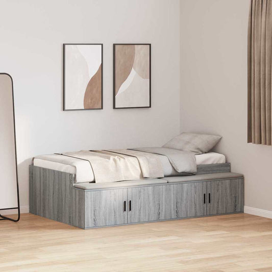 Bed Frame with Drawer Grey Sonoma 80 x 200 cm Engineered Wood