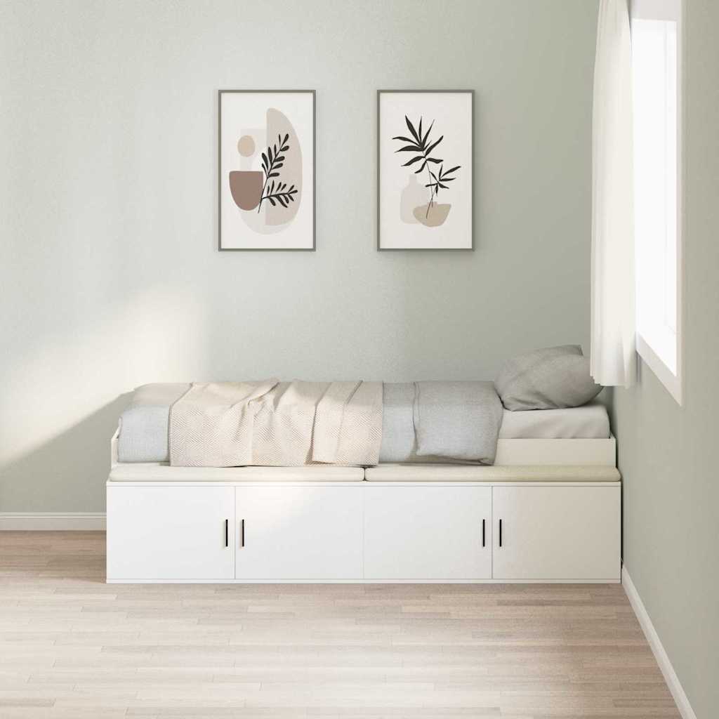 Bed Frame with Drawer White 90 x 190 cm Engineered Wood