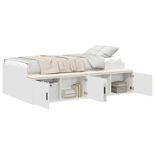 Bed Frame with Drawer White 90 x 190 cm Engineered Wood