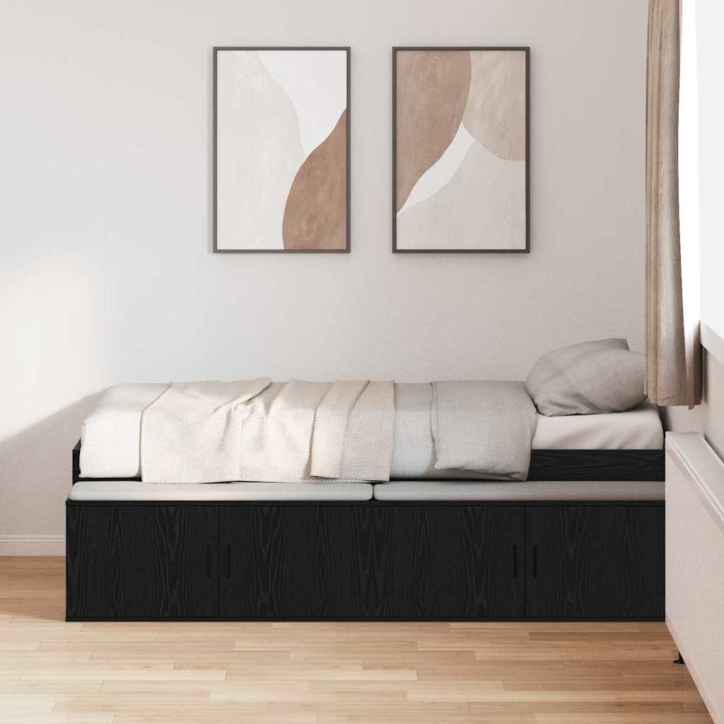 Bed Frame with Drawer Black Oak 90 x 190 cm Engineered Wood