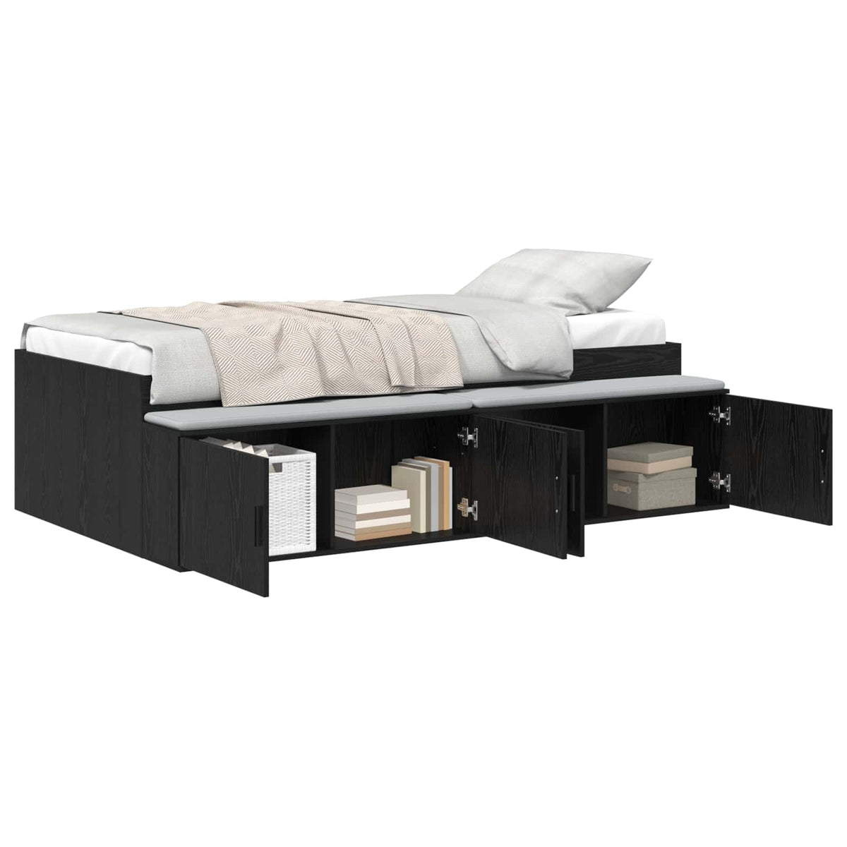 Bed Frame with Drawer Black Oak 90 x 190 cm Engineered Wood