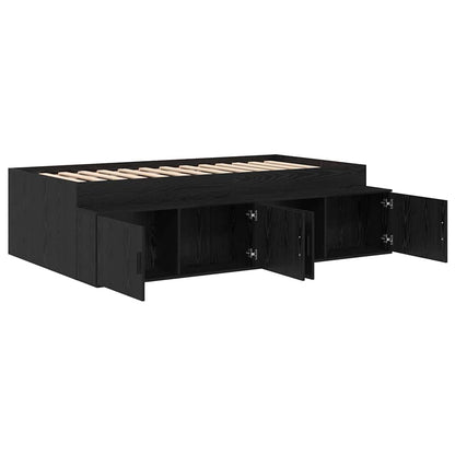 Bed Frame with Drawer Black Oak 90 x 190 cm Engineered Wood