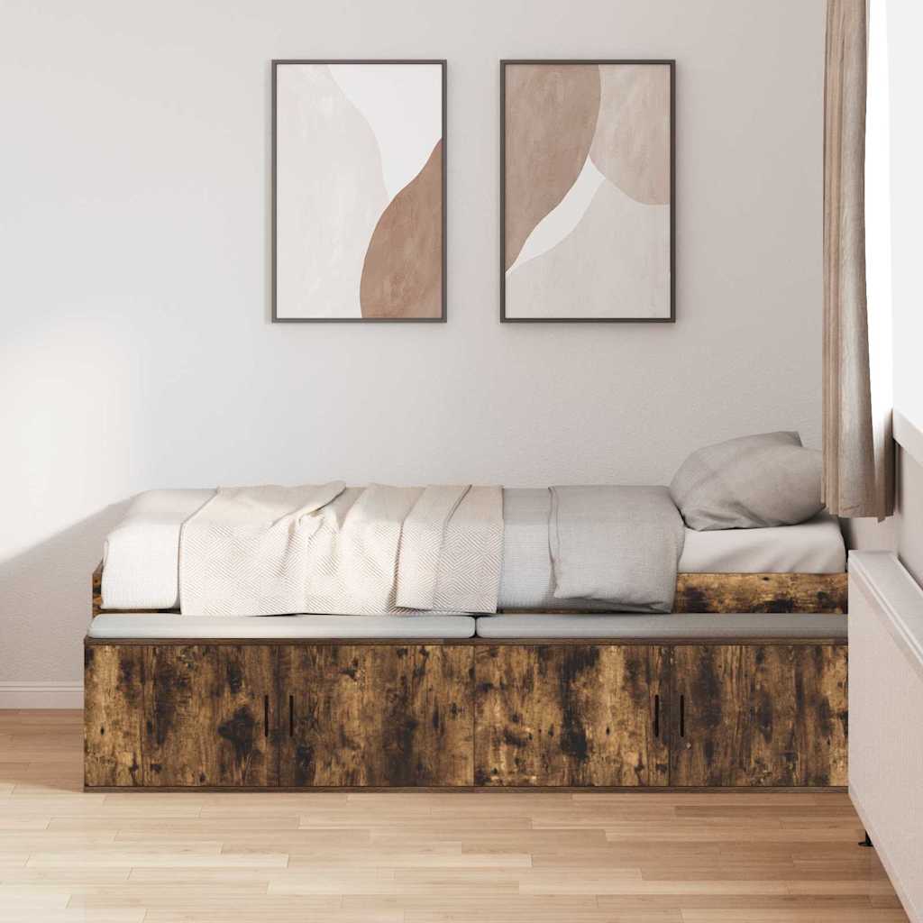 Bed Frame with Drawer Smoked Oak 90 x 190 cm Engineered Wood