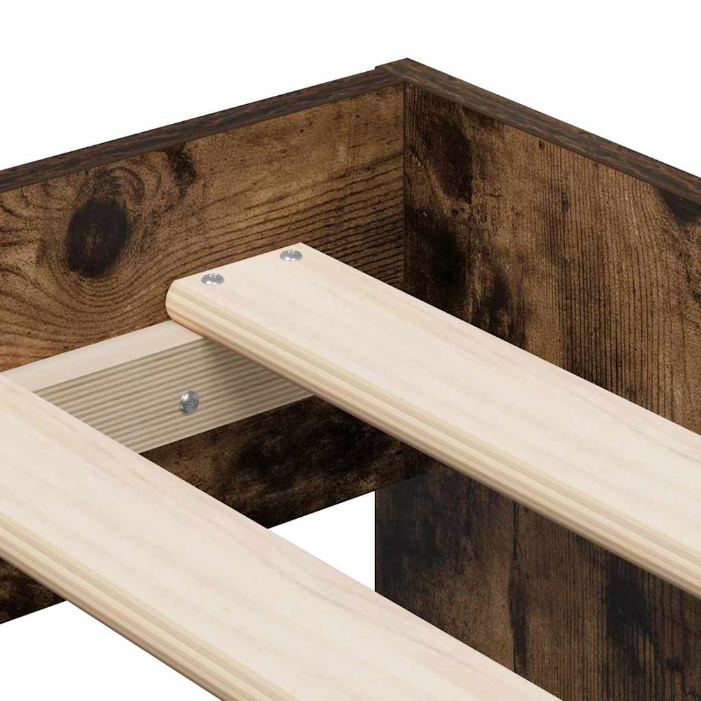 Bed Frame with Drawer Smoked Oak 70 x 190 cm Engineered Wood