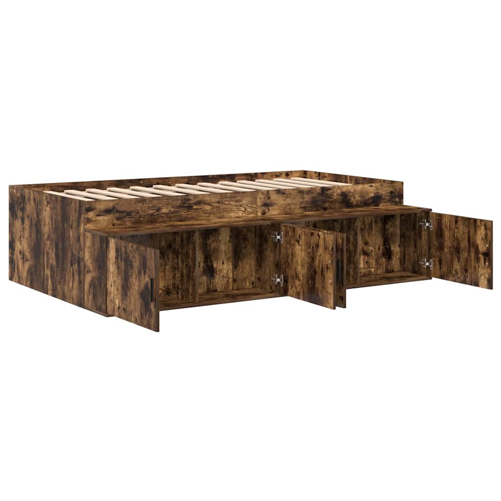 Bed Frame with Drawer Smoked Oak 70 x 190 cm Engineered Wood