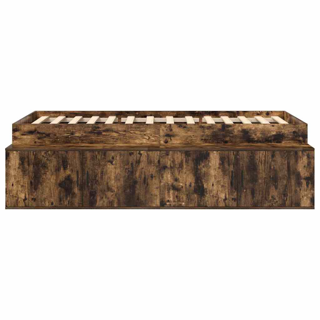 Bed Frame with Drawer Smoked Oak 70 x 190 cm Engineered Wood