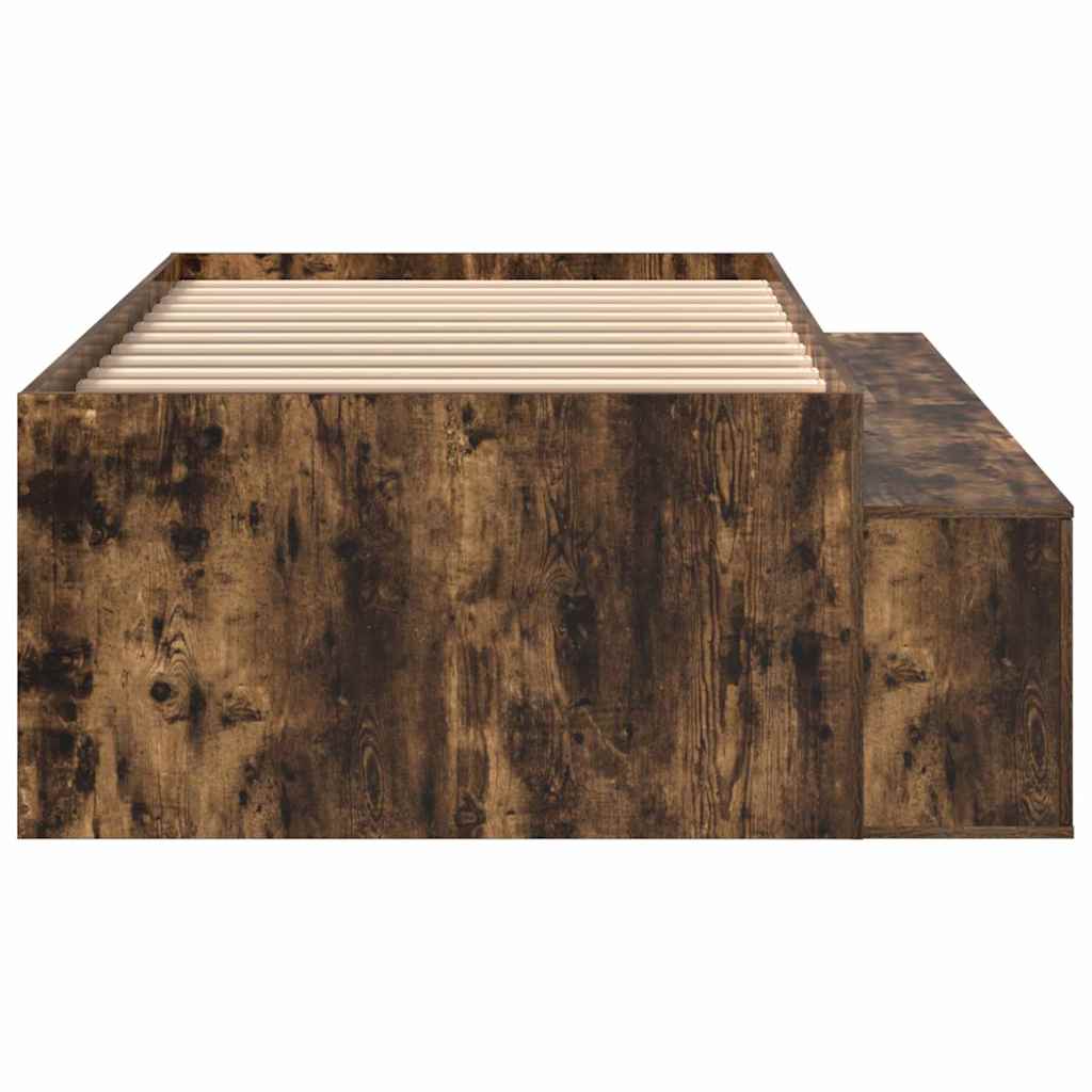 Bed Frame with Drawer Smoked Oak 70 x 190 cm Engineered Wood