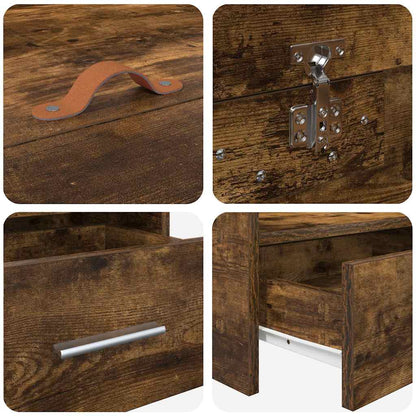 Bed Frame with Drawer Smoked Oak 100 x 200 cm Engineered Wood