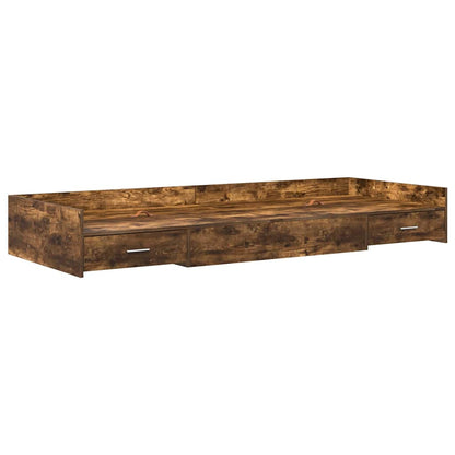 Bed Frame with Drawer Smoked Oak 100 x 200 cm Engineered Wood