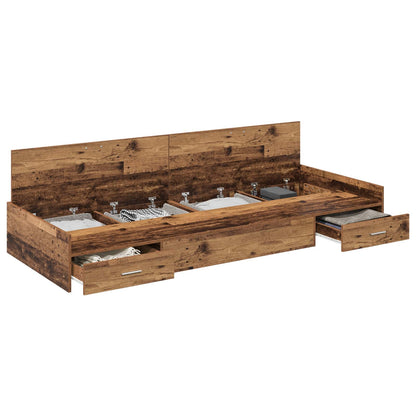 Bed Frame with Headboard Old Wood 98.5 x 200 cm Engineered Wood