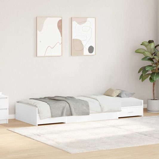 Bed Frame with Drawer White 90 x 200 cm Engineered Wood