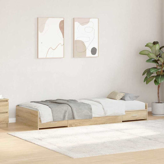 Bed Frame with Drawer Sonoma Oak 90 x 200 cm Engineered Wood