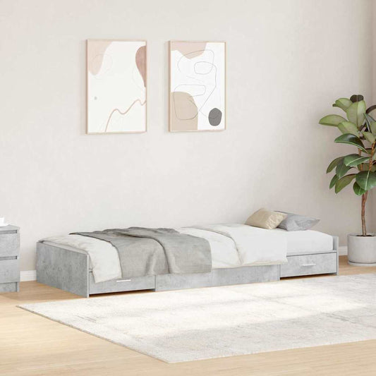 Bed Frame with Drawer Concrete Grey 90 x 200 cm Engineered Wood