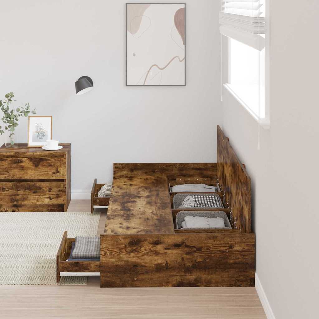 Bed Frame with Headboard Old Wood 90 x 200 cm Engineered Wood