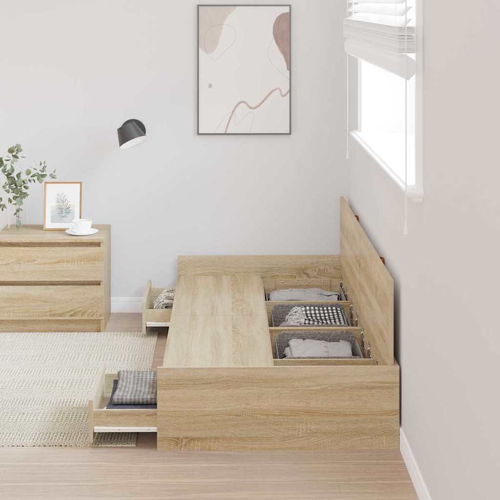 Bed Frame with Drawer Sonoma Oak 80 x 200 cm Engineered Wood