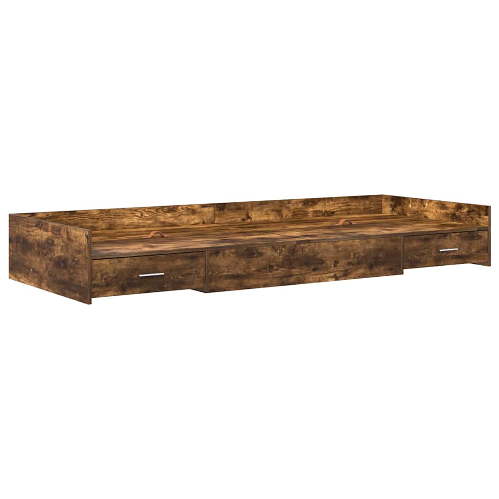 Bed Frame with Drawer Smoked Oak 80 x 200 cm Engineered Wood