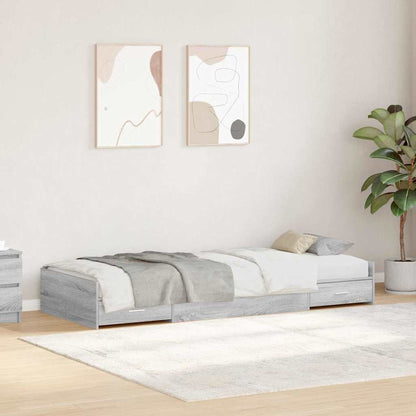 Bed Frame with Drawer Grey Sonoma 80 x 200 cm Engineered Wood