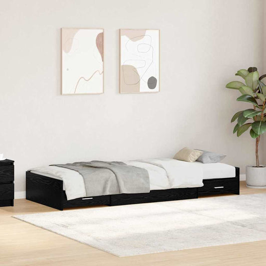 Bed Frame with Drawer Black Oak 90 x 190 cm Engineered Wood