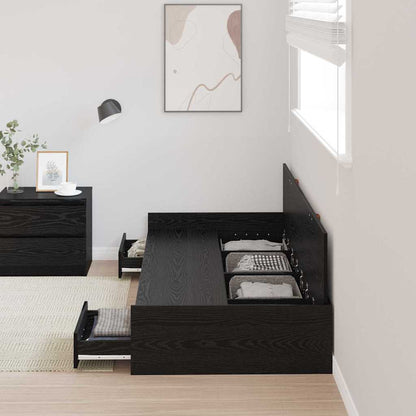 Bed Frame with Drawer Black Oak 90 x 190 cm Engineered Wood