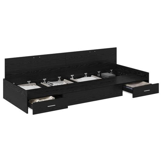 Bed Frame with Drawer Black Oak 90 x 190 cm Engineered Wood