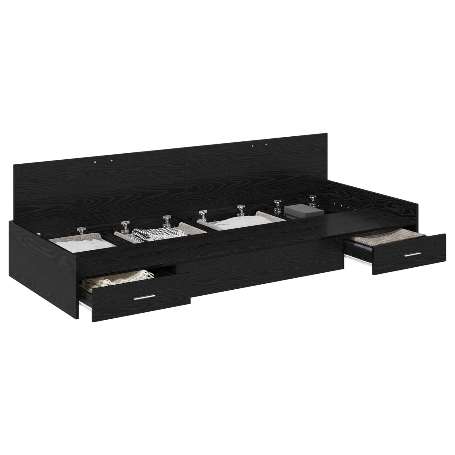 Bed Frame with Drawer Black Oak 90 x 190 cm Engineered Wood