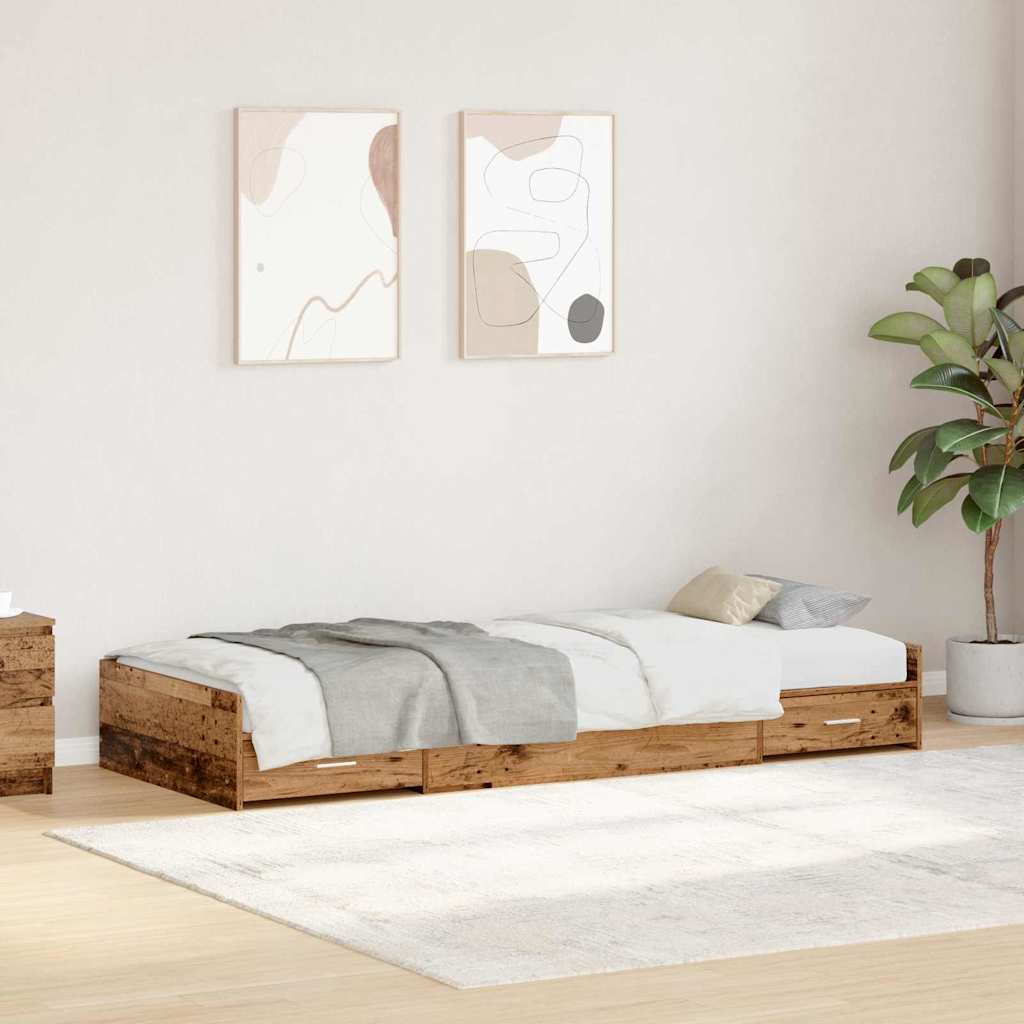 Bed Frame with Headboard Old Wood 90 x 190 cm Engineered Wood