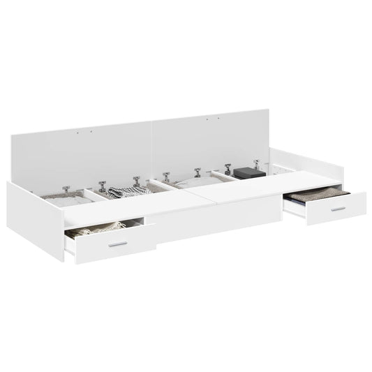 Bed Frame with Drawer White 75 x 190 cm Engineered Wood