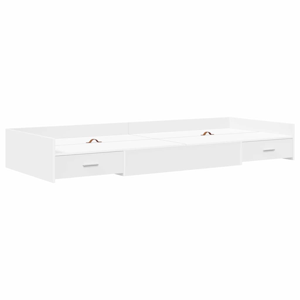 Bed Frame with Drawer White 75 x 190 cm Engineered Wood