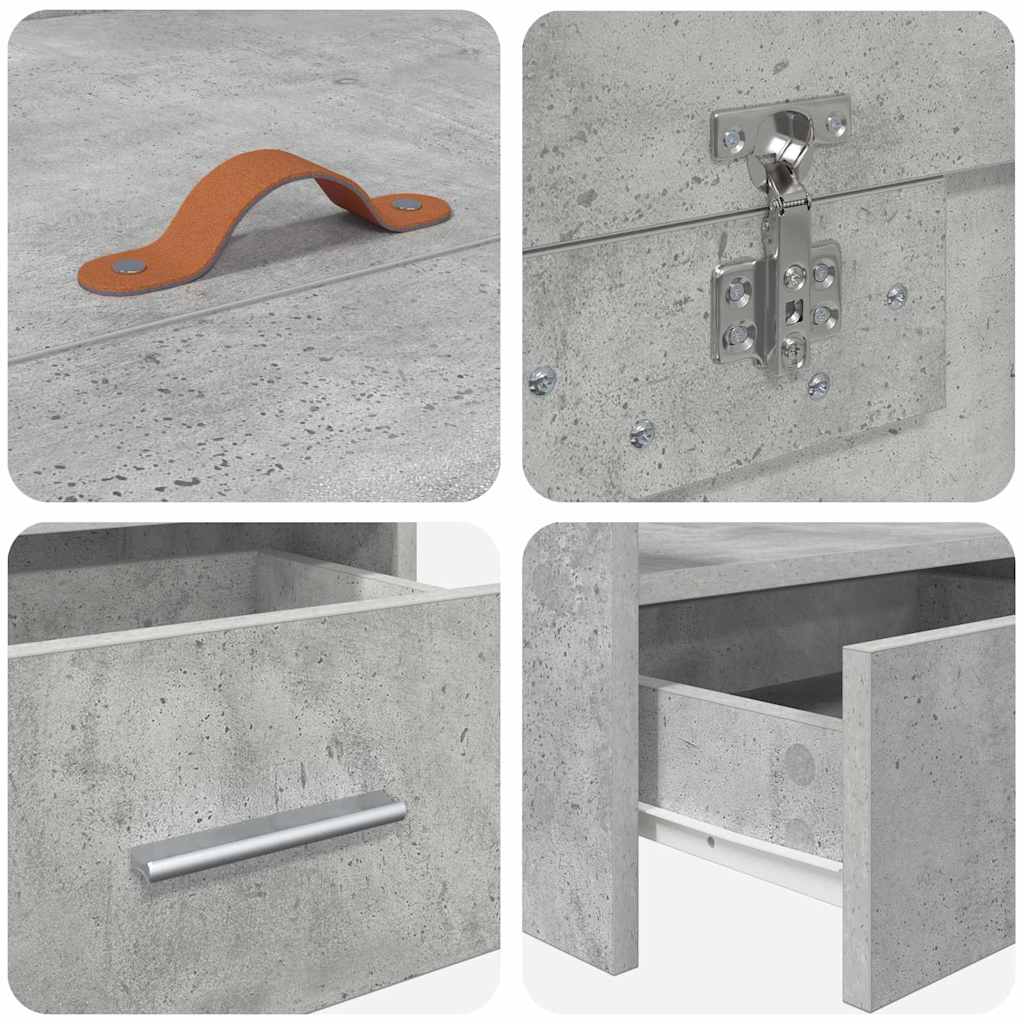 Bed Frame with Drawer Concrete Grey 75 x 190 cm Engineered Wood