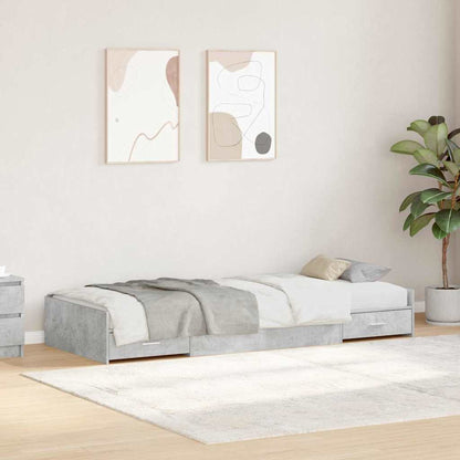 Bed Frame with Drawer Concrete Grey 75 x 190 cm Engineered Wood