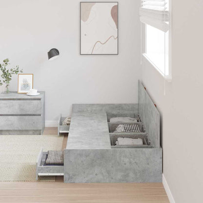 Bed Frame with Drawer Concrete Grey 75 x 190 cm Engineered Wood