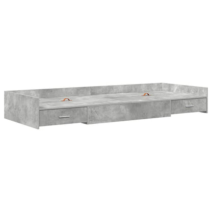 Bed Frame with Drawer Concrete Grey 75 x 190 cm Engineered Wood