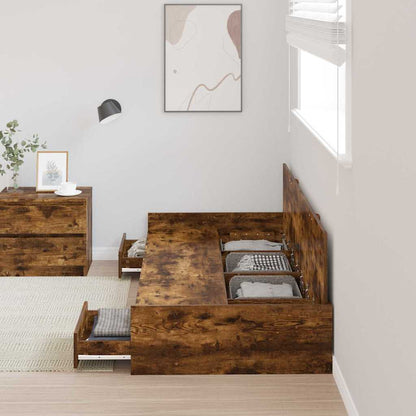 Bed Frame with Drawer Smoked Oak 75 x 190 cm Engineered Wood