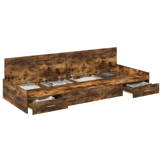 Bed Frame with Drawer Smoked Oak 75 x 190 cm Engineered Wood