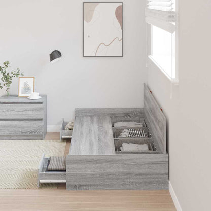Bed Frame with Drawer Grey Sonoma 75 x 190 cm Engineered Wood