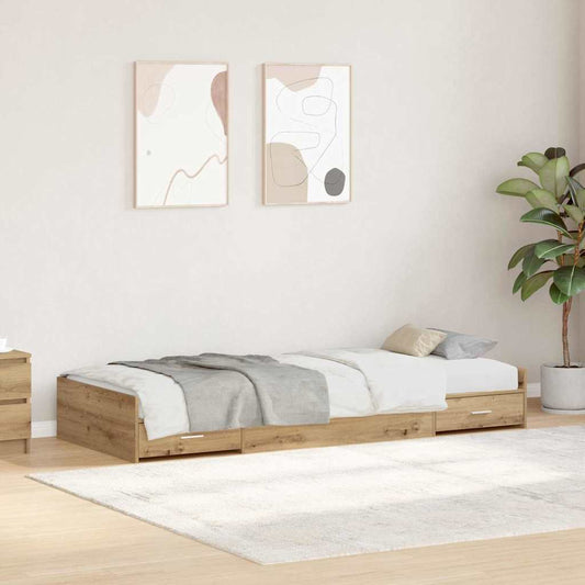 Bed Frame with Drawer Artisan Oak 75 x 190 cm Engineered Wood