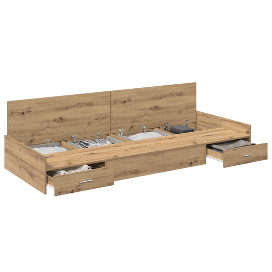 Bed Frame with Drawer Artisan Oak 75 x 190 cm Engineered Wood