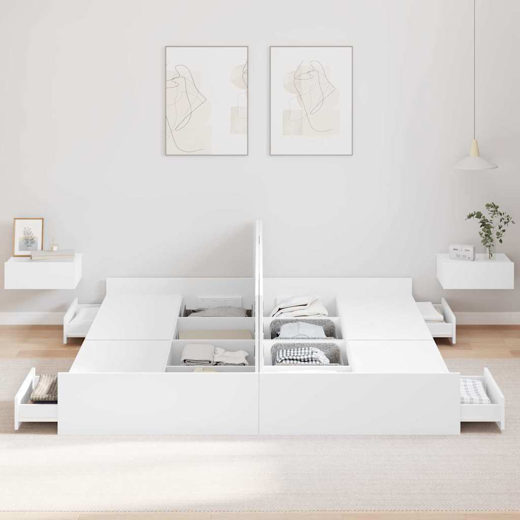 Storage Bed Frame with Door White 200 x 200 cm Engineered Wood