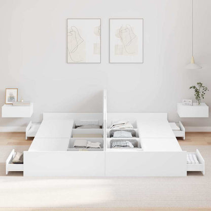 Storage Bed Frame with Door White 200 x 200 cm Engineered Wood