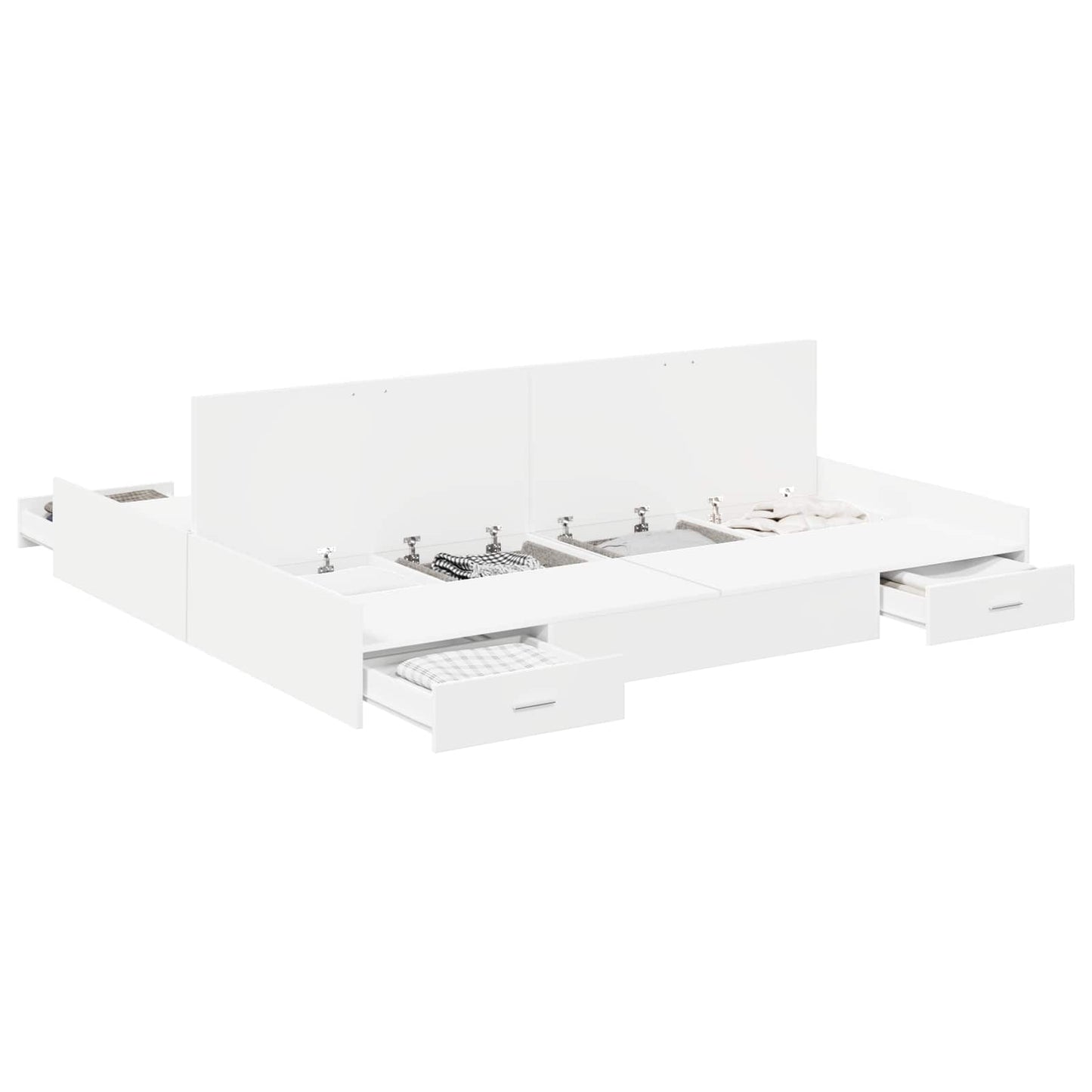 Storage Bed Frame with Door White 200 x 200 cm Engineered Wood