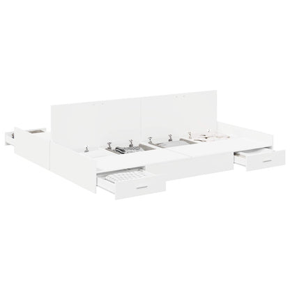 Storage Bed Frame with Door White 200 x 200 cm Engineered Wood